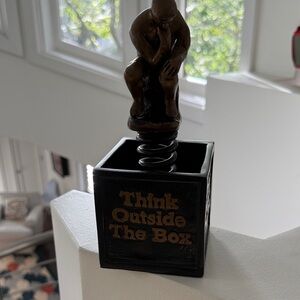 Think Outside The Box Decorative Sculpture - Black and Brown
